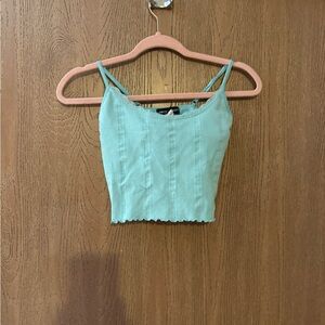 Streetwear Society Light Green Ribbed Crop Top